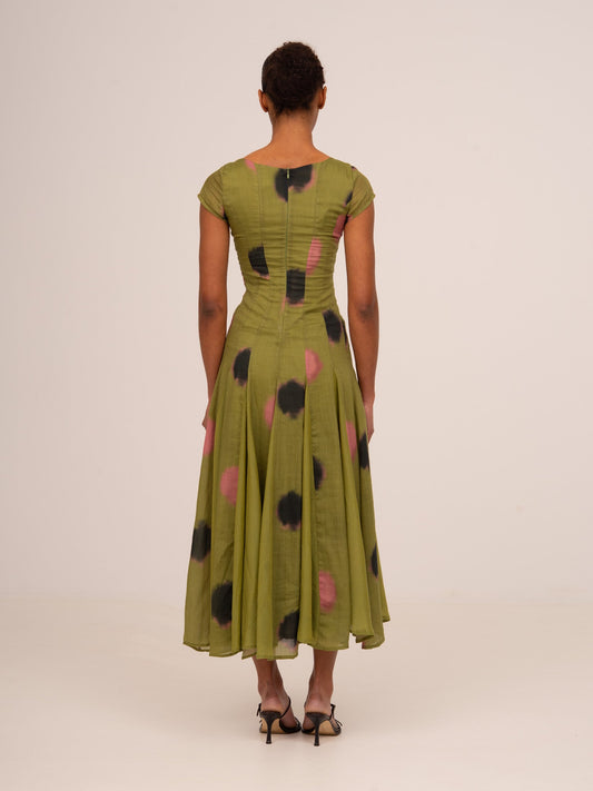 Honour Green Polka Dot Print Occasion Dress