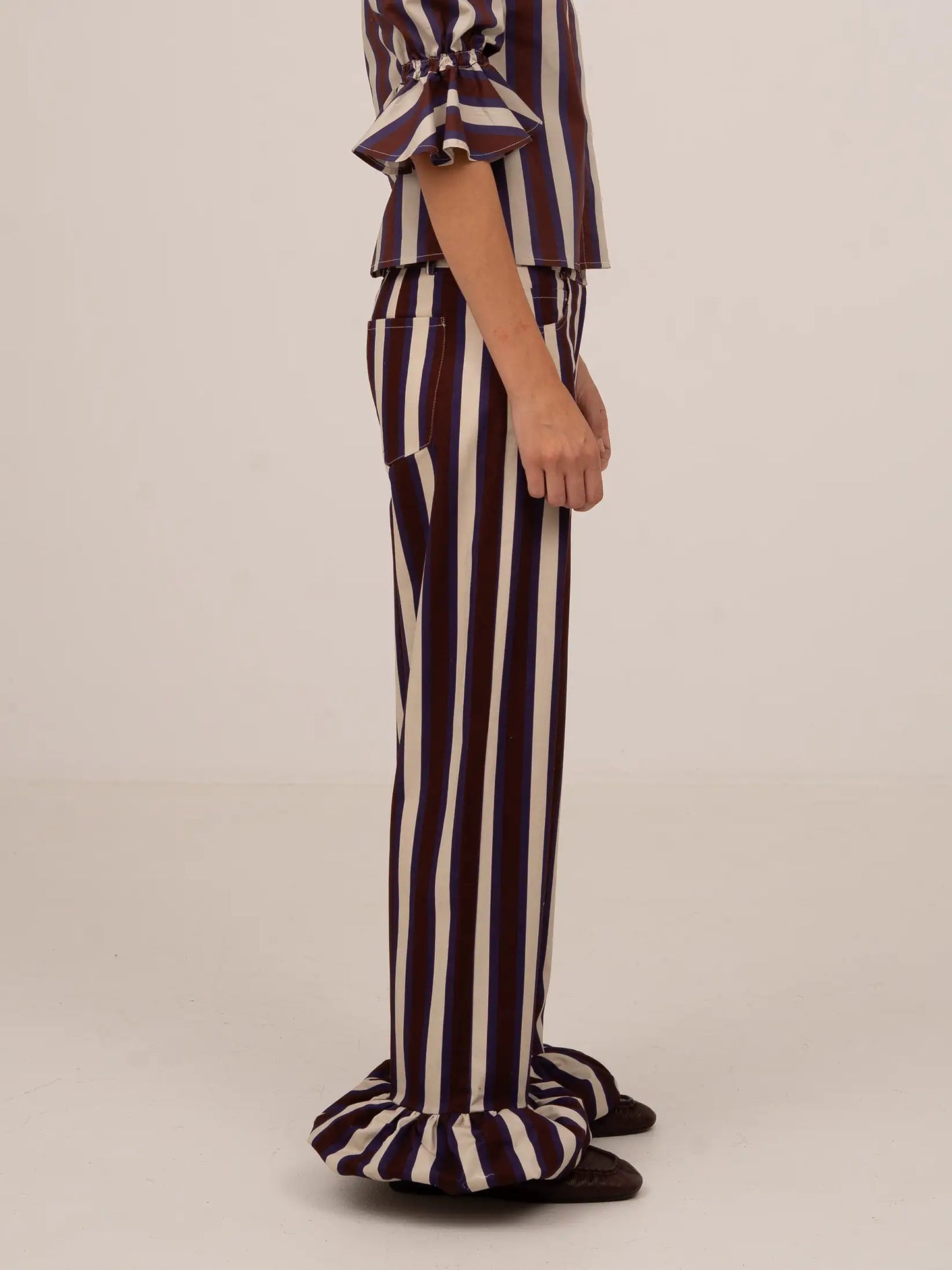 Frostbite Striped Burgundy and Blue Trousers