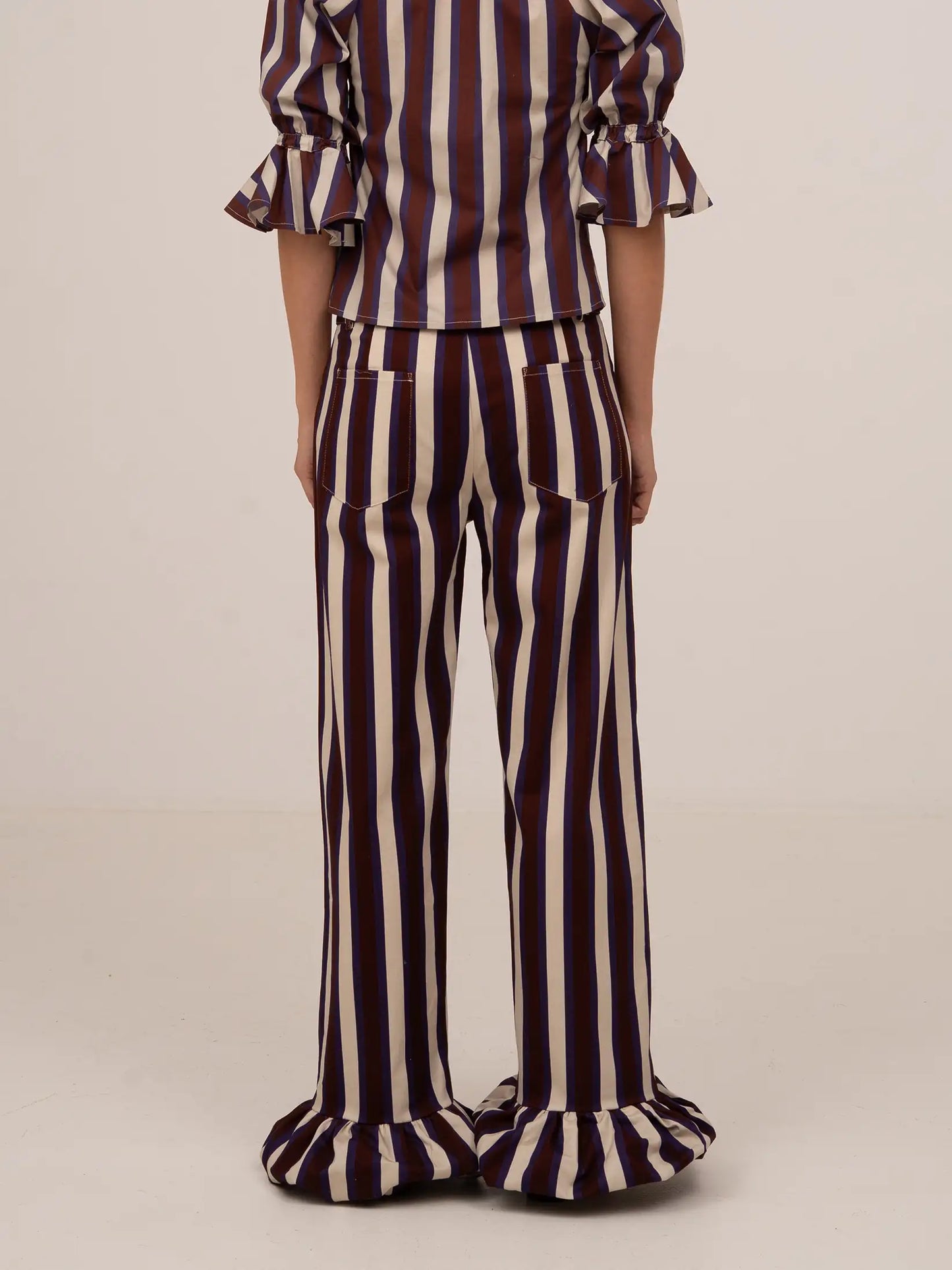 Frostbite Striped Burgundy and Blue Trousers