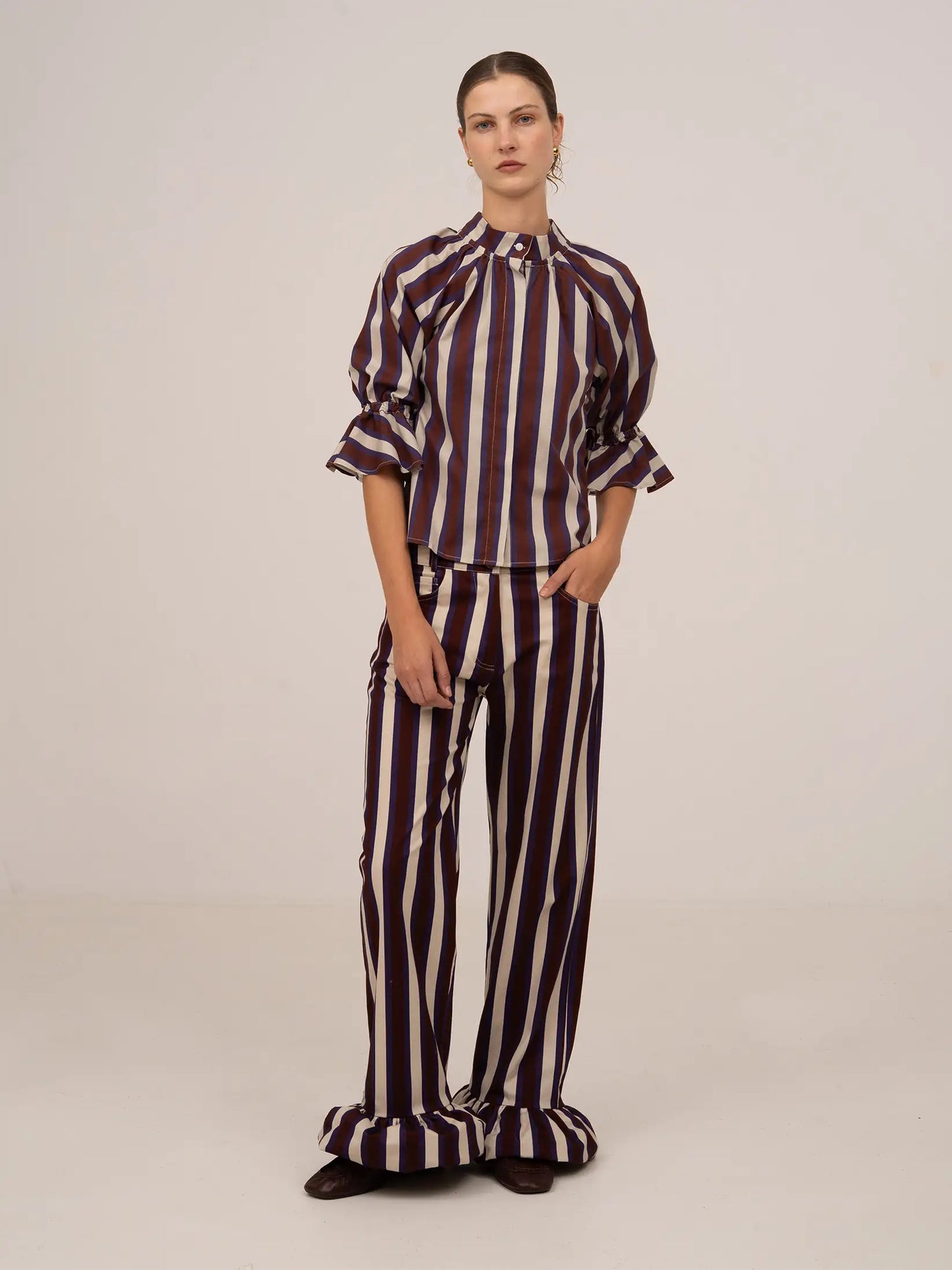 Frostbite Striped Burgundy and Blue Trousers
