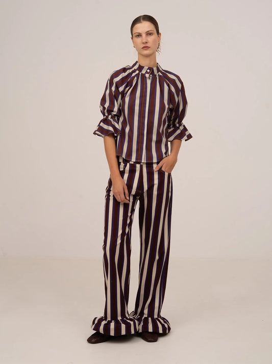 Frostbite Striped Burgundy and Blue Trousers
