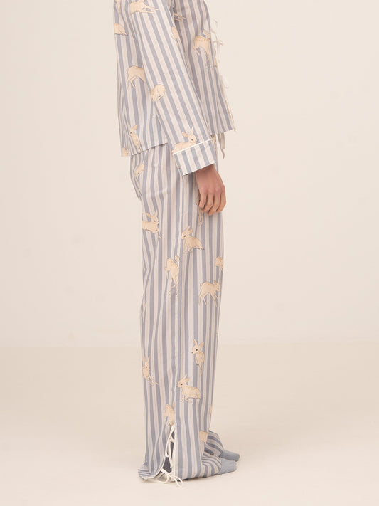 Striped Bambi Blue Print Pajama Pants