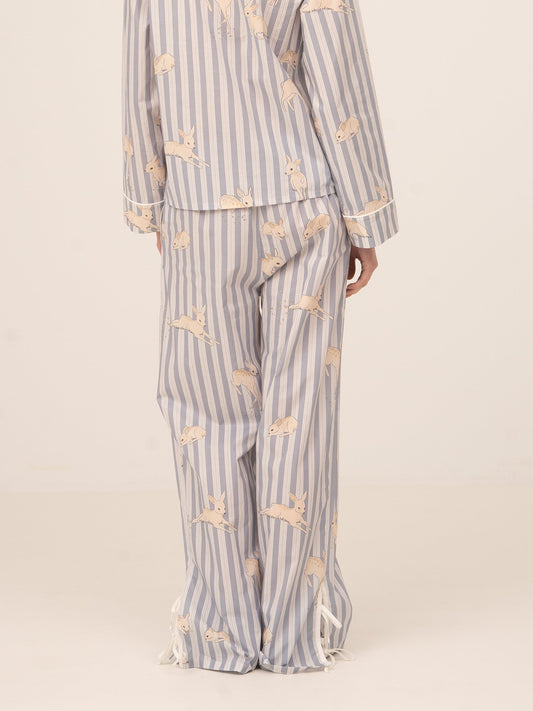 Striped Bambi Blue Print Pajama Pants