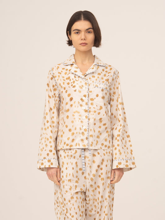White Bambi Deer Print Pajama Shirt