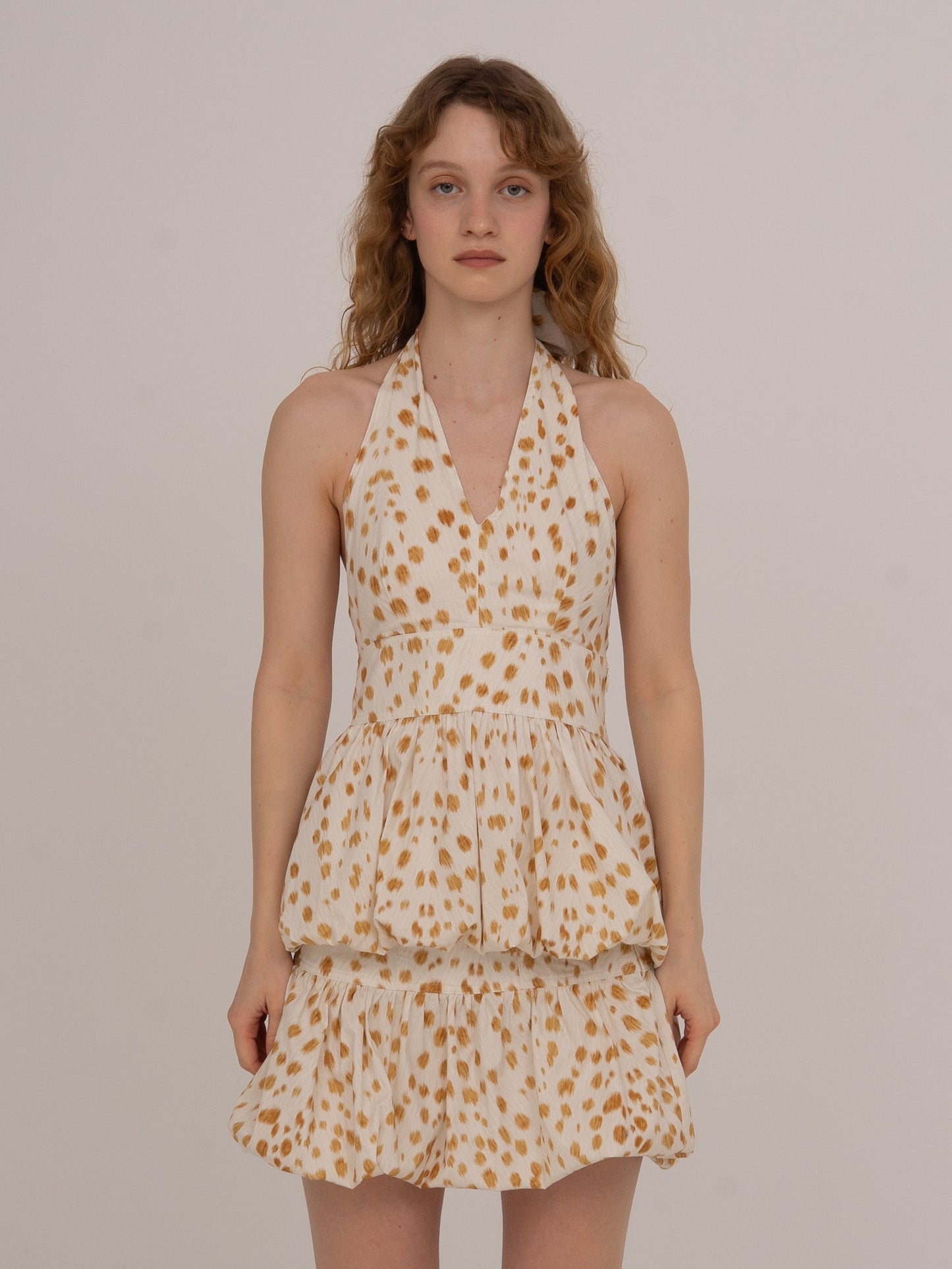Fawn Deer Print Balloon Halter Top