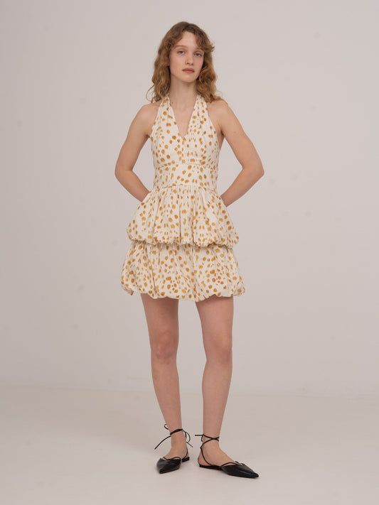 Fawn Deer Print Balloon Halter Top