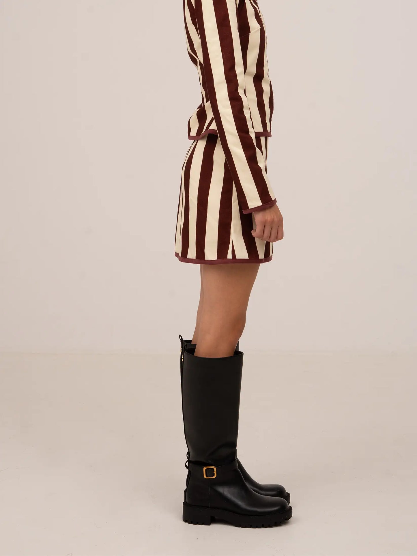 Whistle Burgundy Striped Mini Skirt