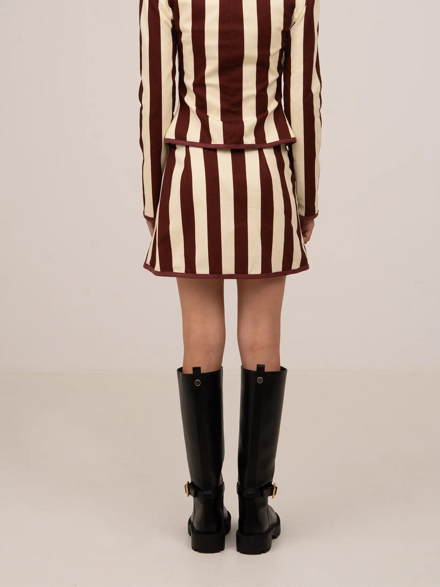 Whistle Burgundy Striped Mini Skirt
