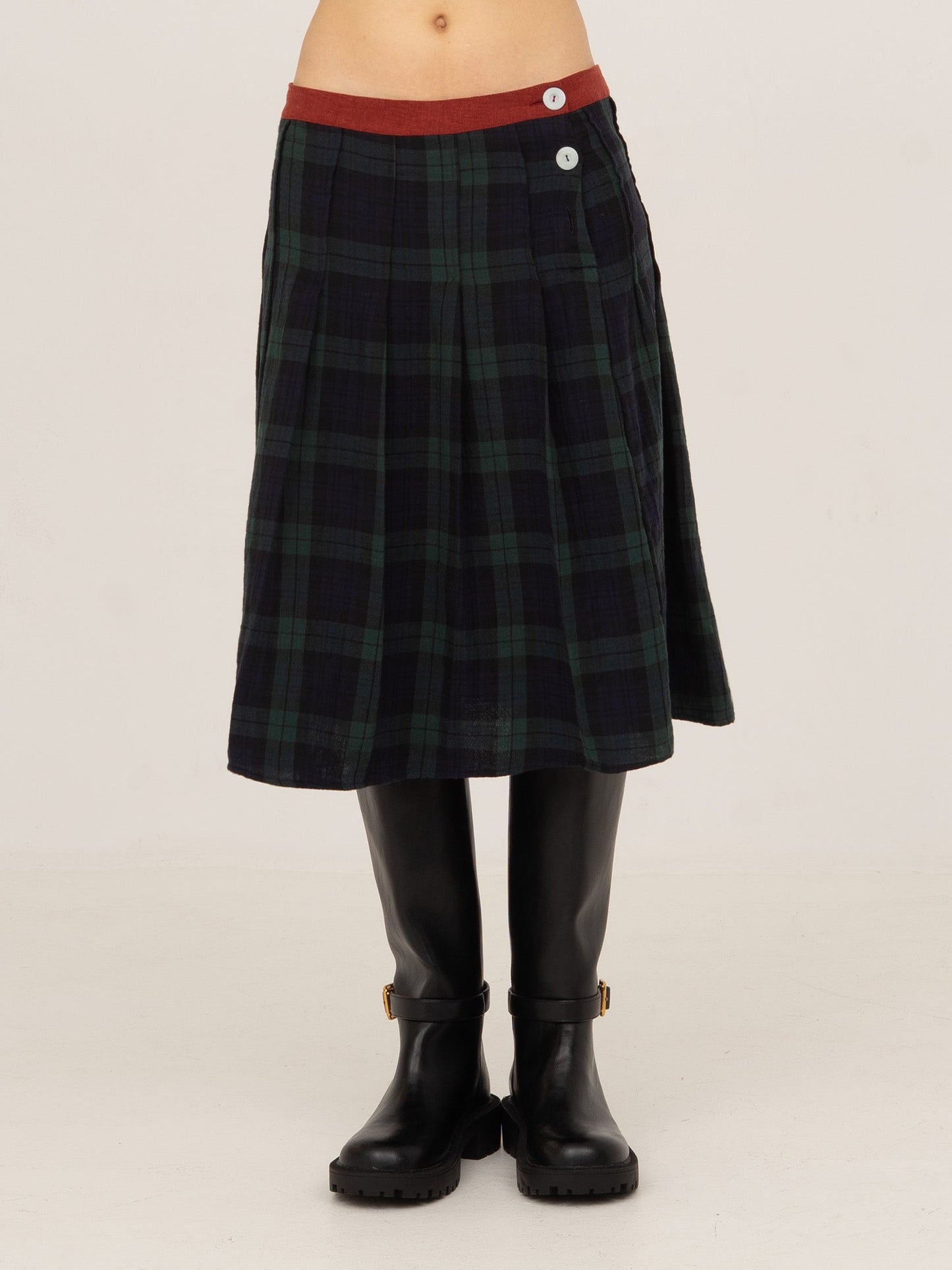 Evermore Plaid Blue and Red Pleated Skirt