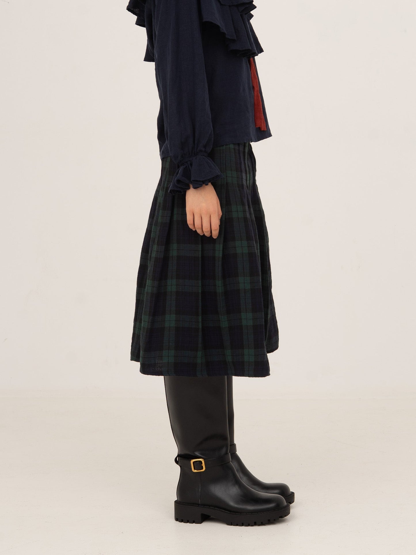 Evermore Plaid Blue and Red Pleated Skirt