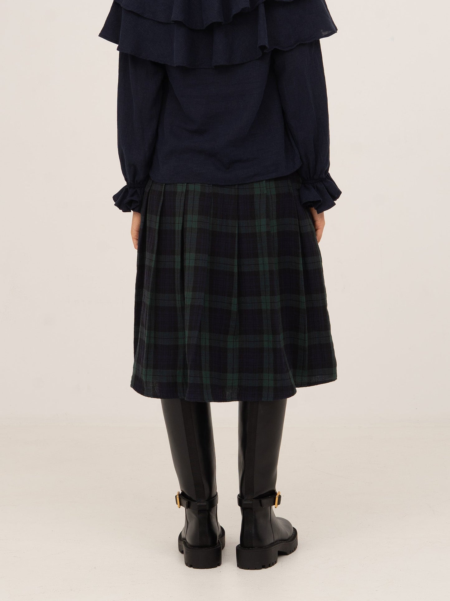 Evermore Plaid Blue and Red Pleated Skirt