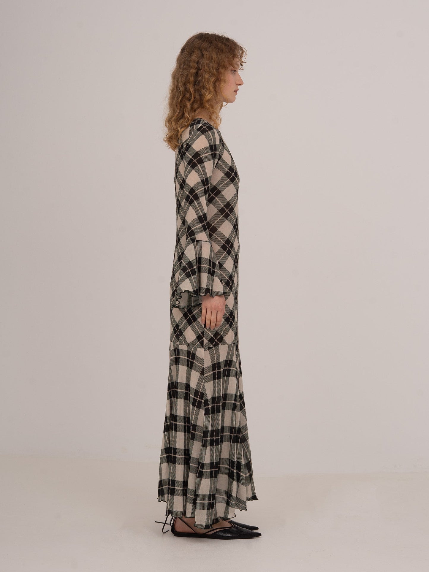 Classic Argyle-inspired Geometric Print Jester Dress