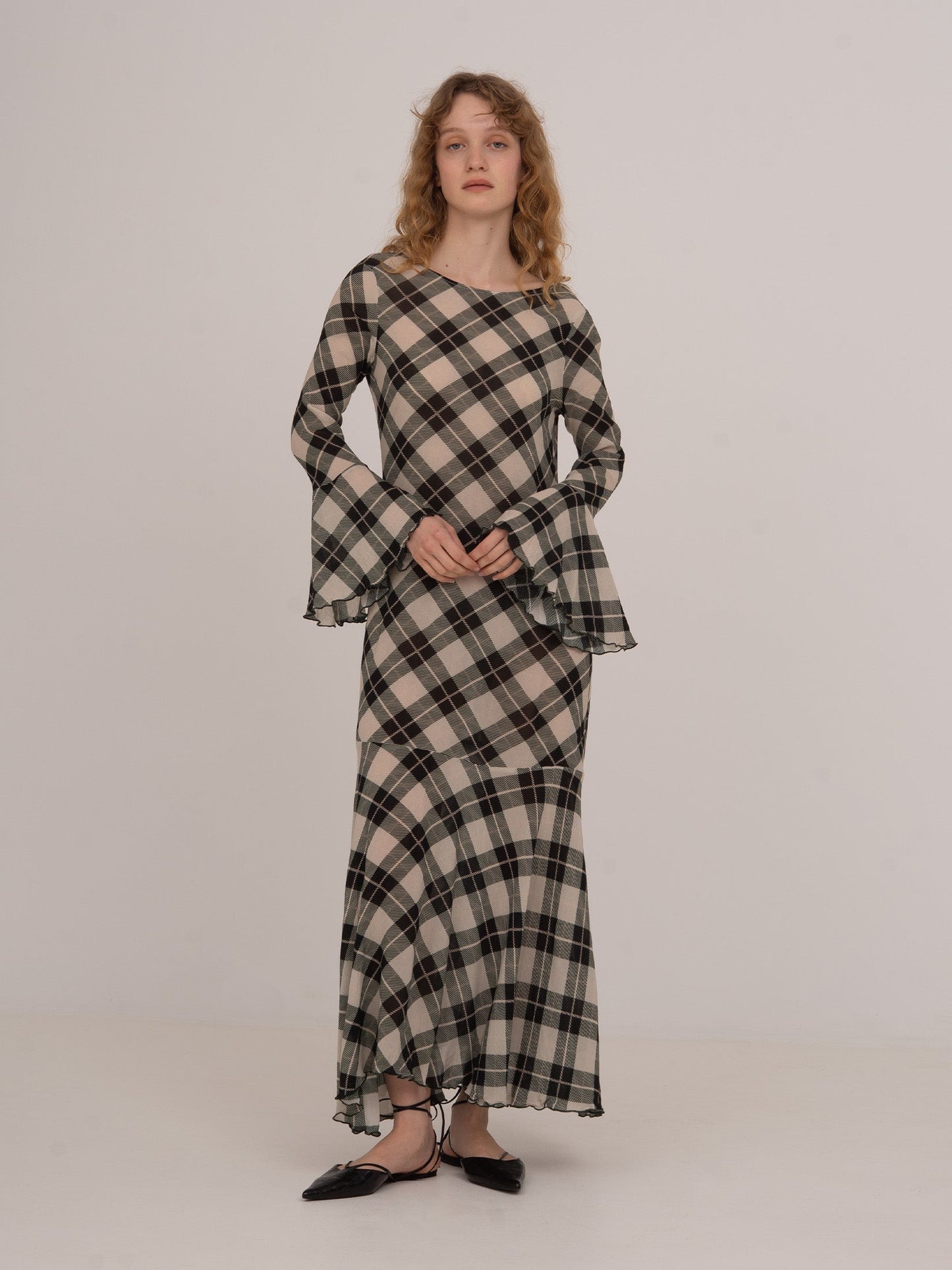 Classic Argyle-inspired Geometric Print Jester Dress