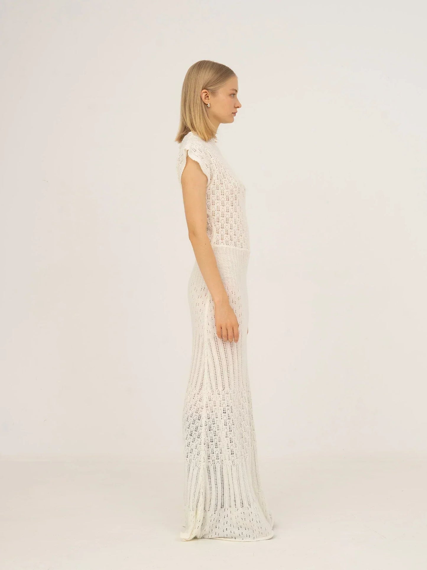 Sappy White Knit Maxi Dress