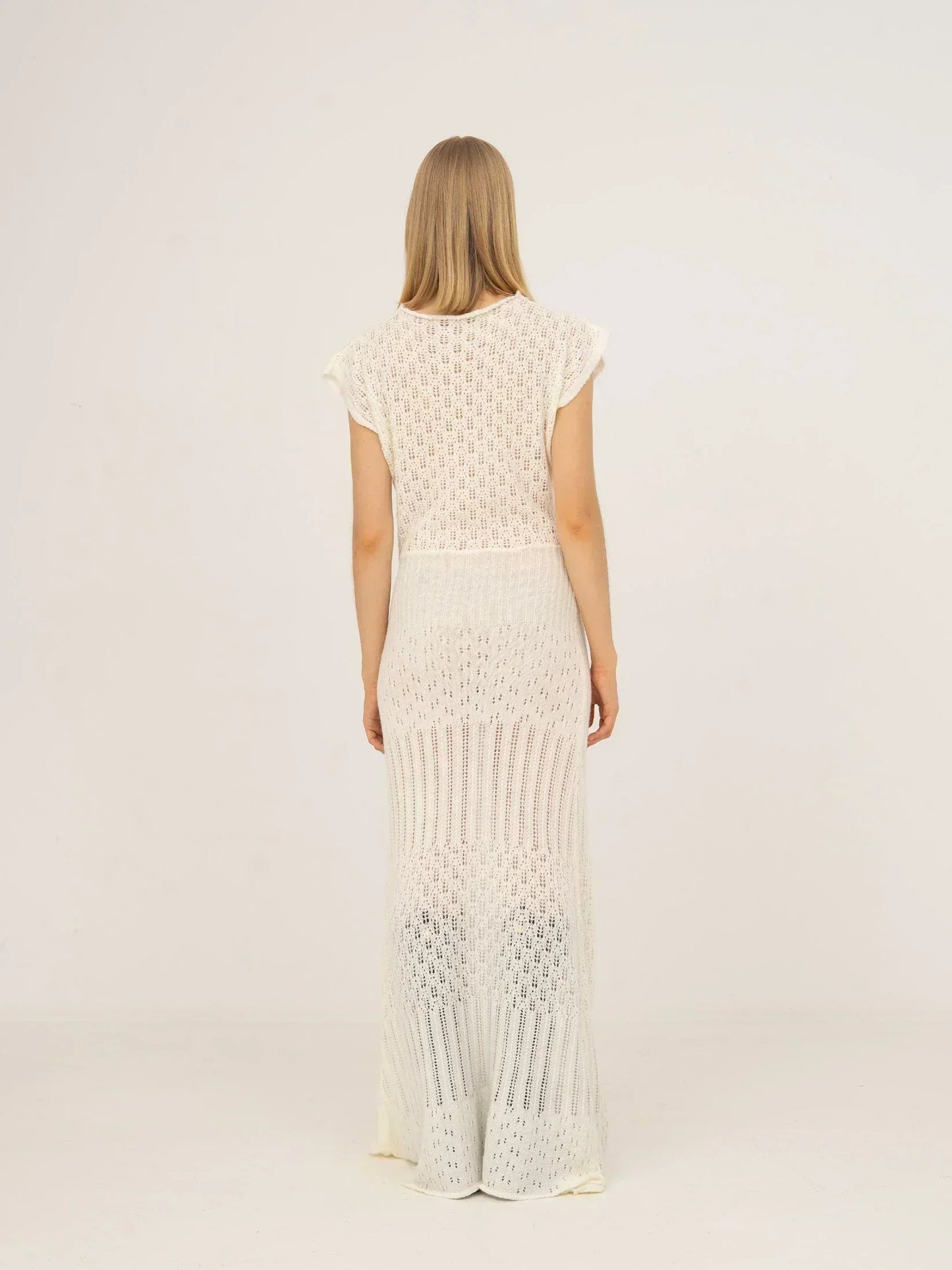 Sappy White Knit Maxi Dress