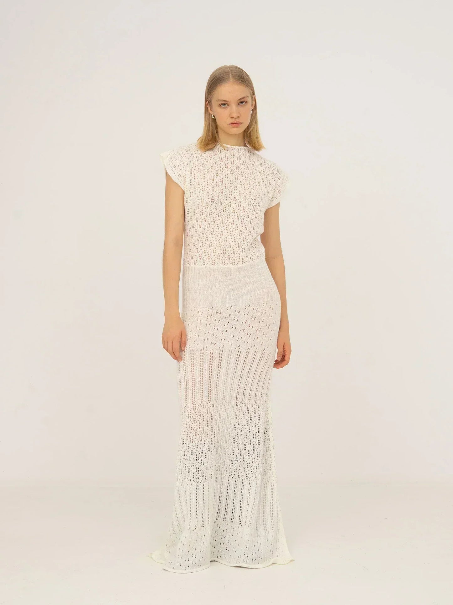 Sappy White Knit Maxi Dress