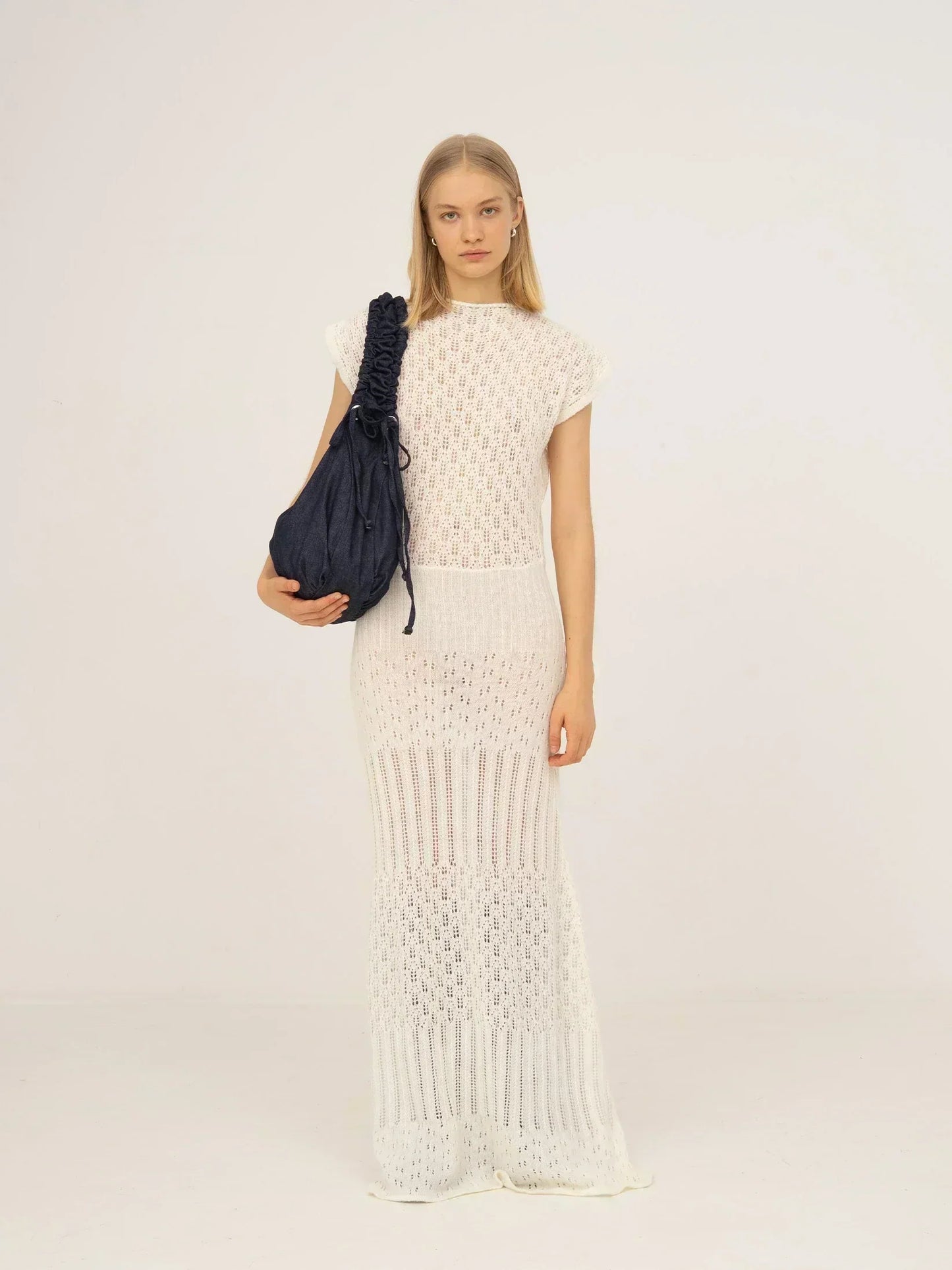 Sappy White Knit Maxi Dress