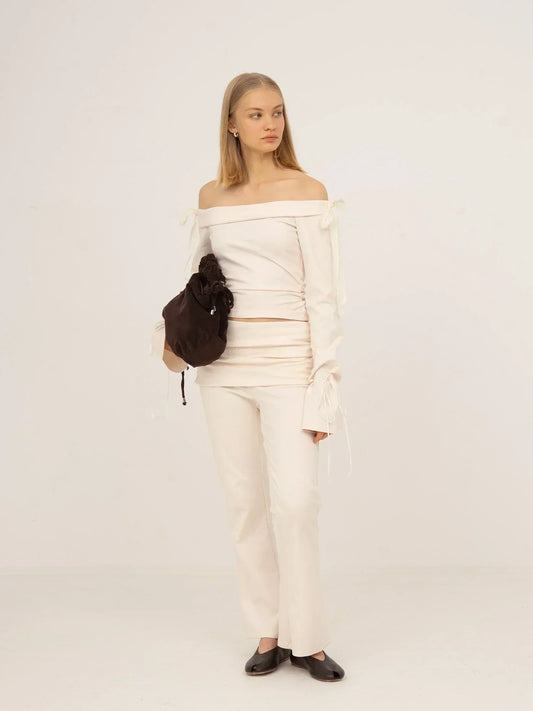 Angelic White Off Shoulder Jersey Top