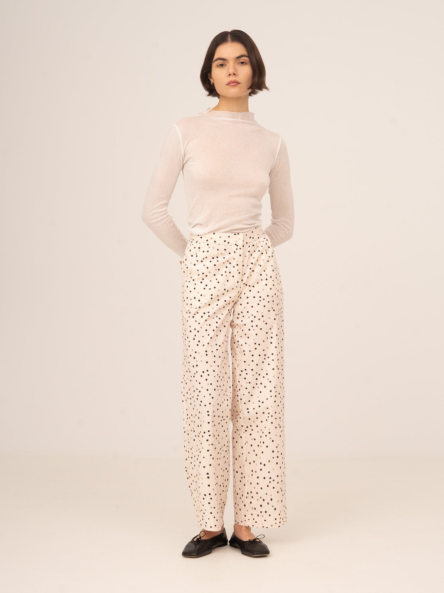 Cream Polka Dot Fuji Pants
