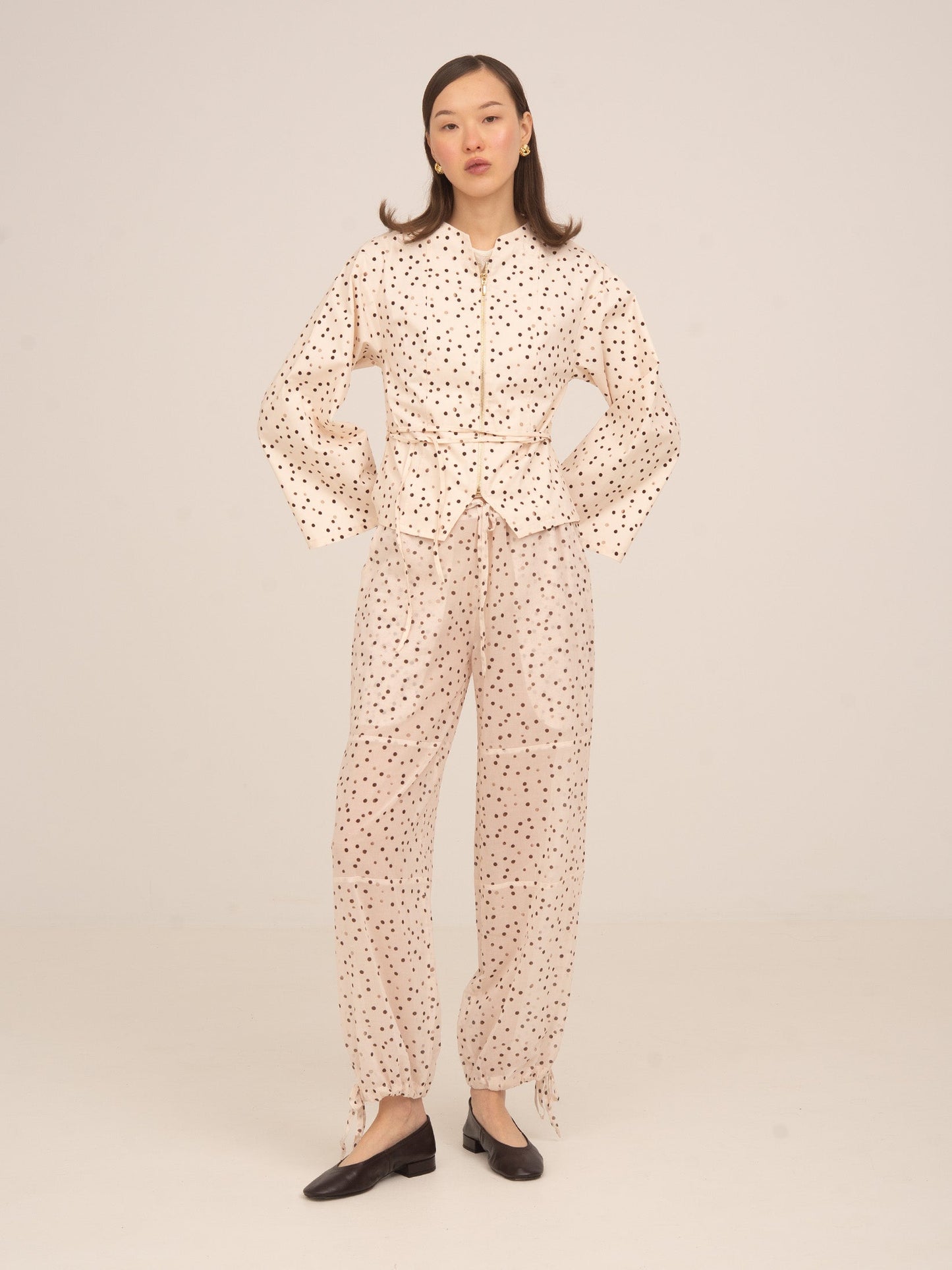 Cream Polka Dot Print FOMO Pants