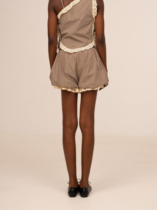 Rove Brown Plaid Balloon Shorts