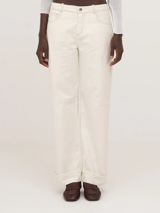 Agenda Cream Denim Trousers
