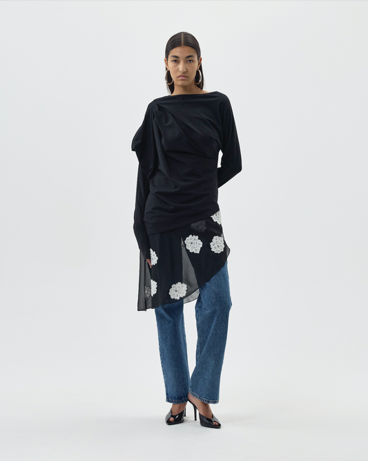 DRAPED JERSEY TOP - 3 LEFT