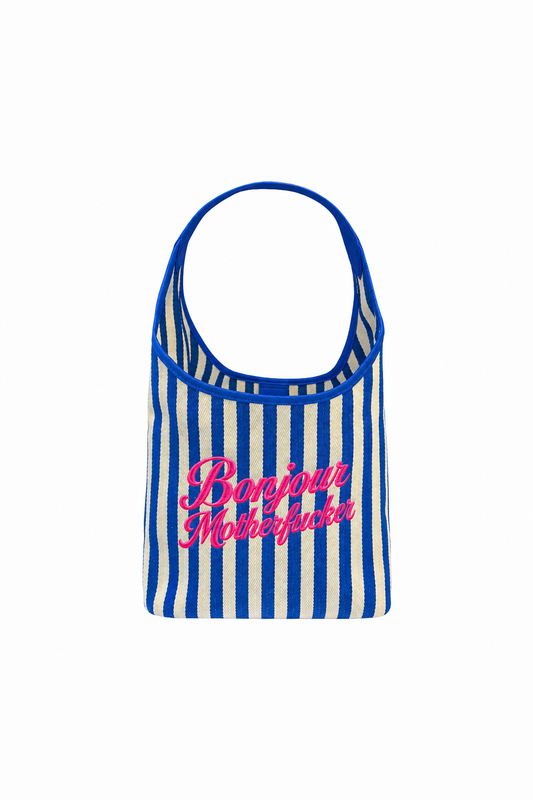 Blue Bonjour Motherfuckers Tote Bag