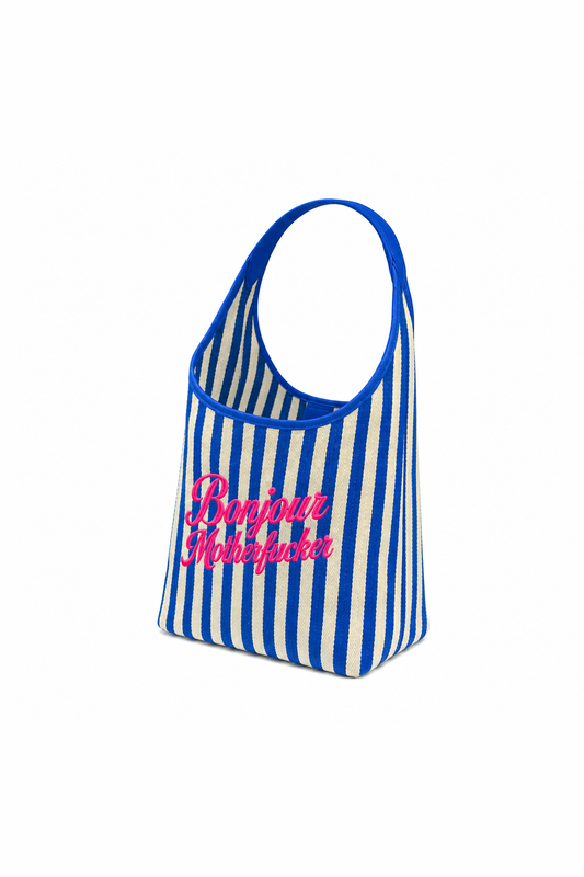 Blue Bonjour Motherfuckers Tote Bag