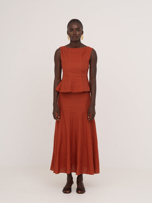 Colombina Red and Orange Striped Occasion Skirt falda