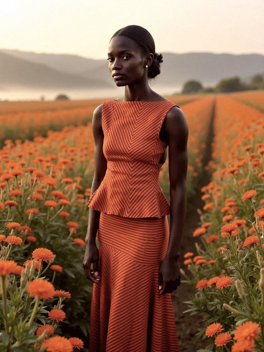 Colombina Red and Orange Striped Occasion Skirt falda
