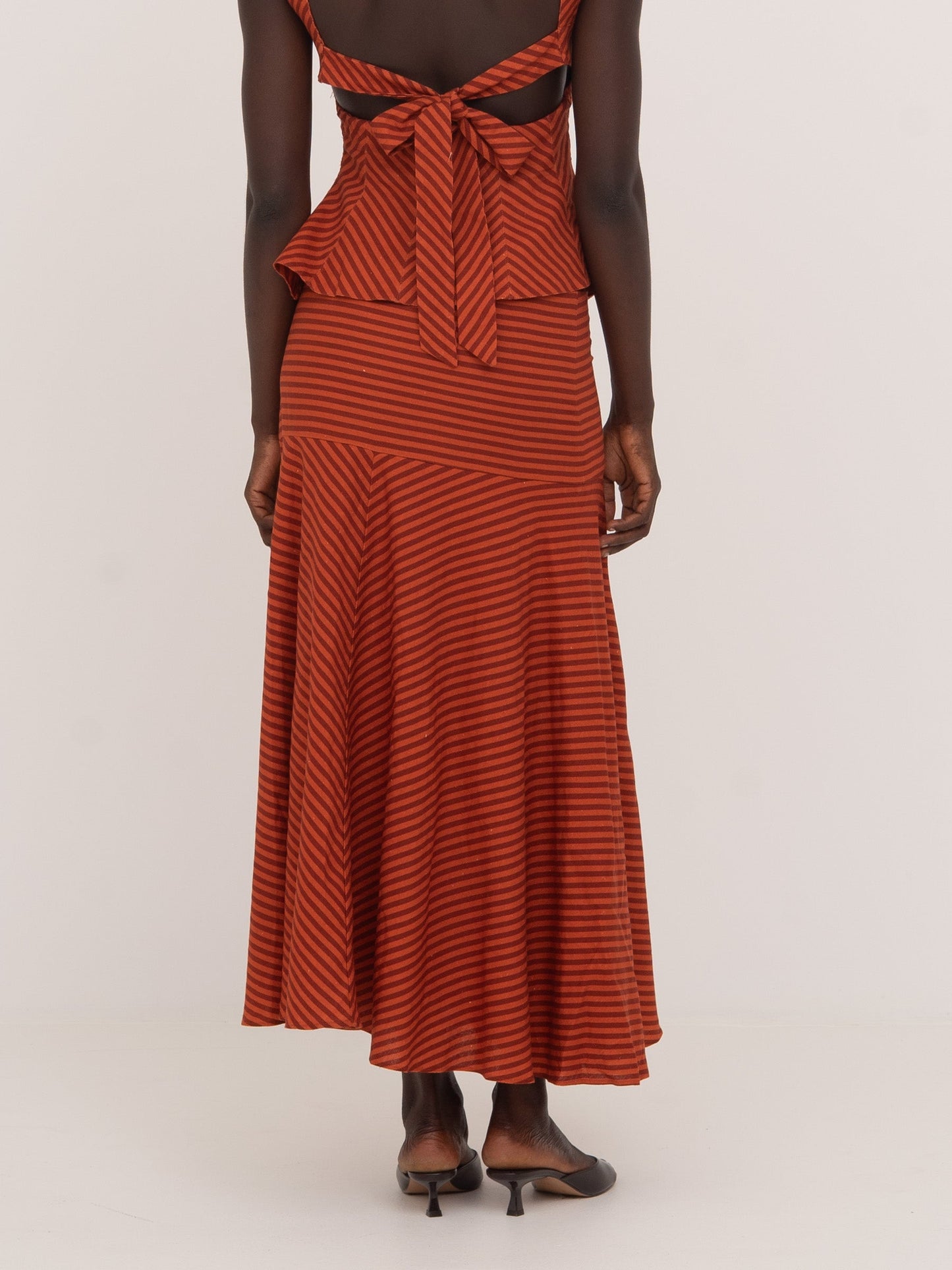 Colombina Red and Orange Striped Occasion Skirt falda