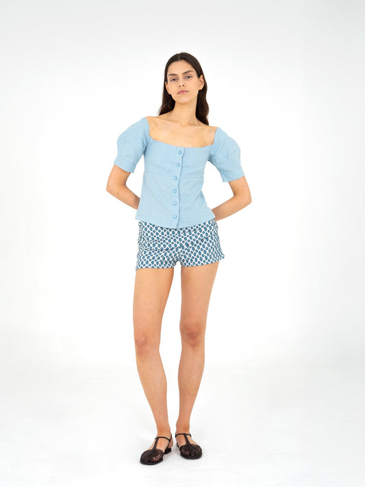 Craft Linen Blue Top camisas y camisetas