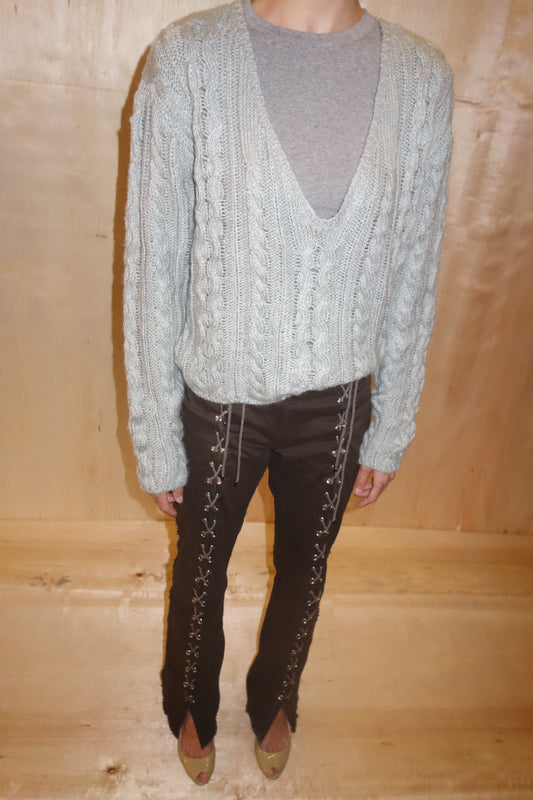 Cable Knit Sweater Gray