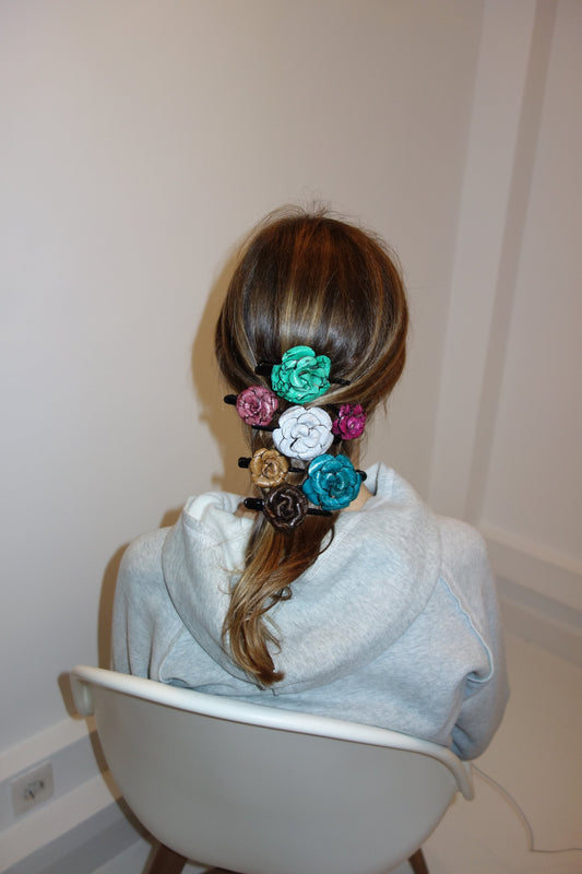 Mini Fiore Leather Clip Brown