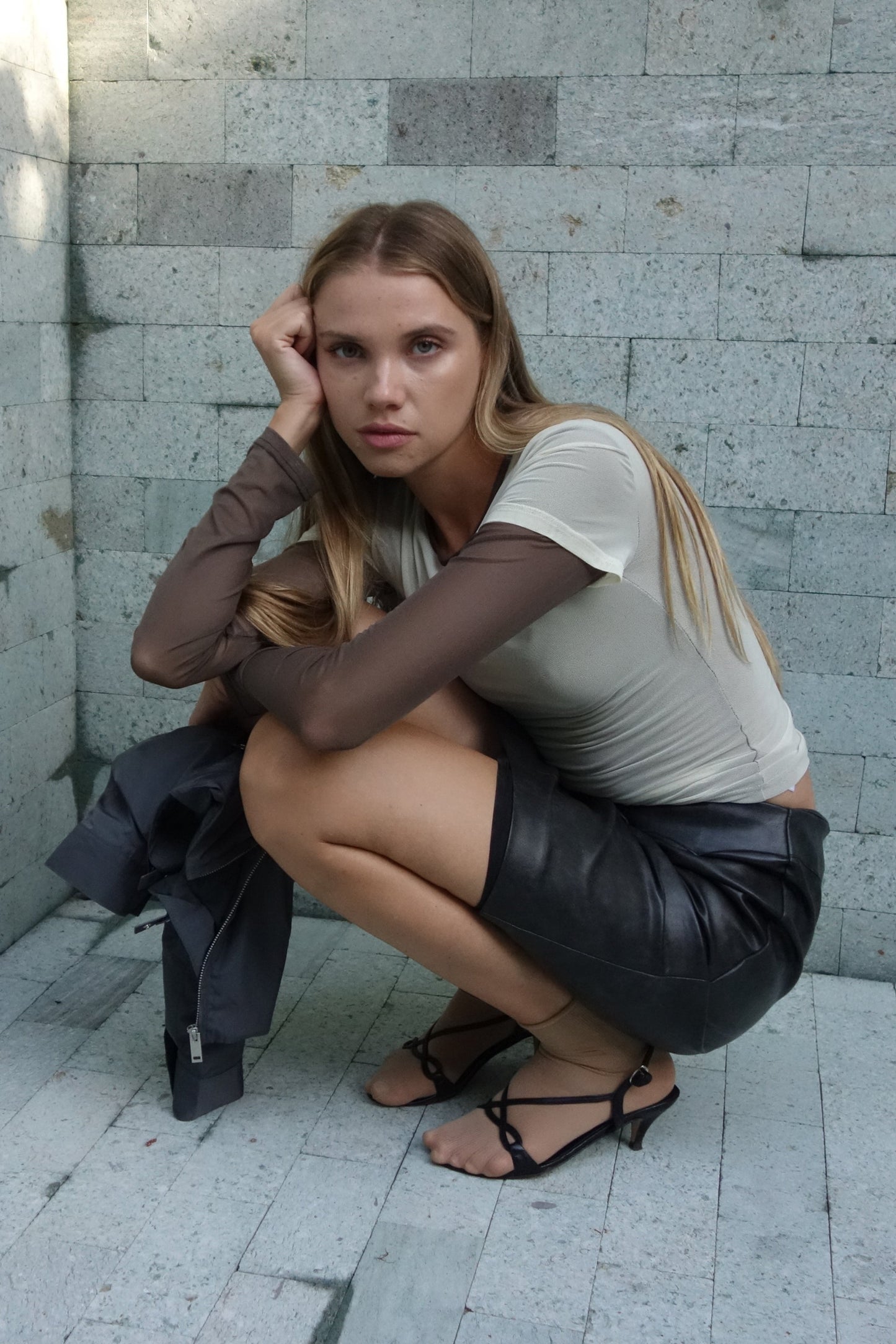 Sporty Mesh Top Brown