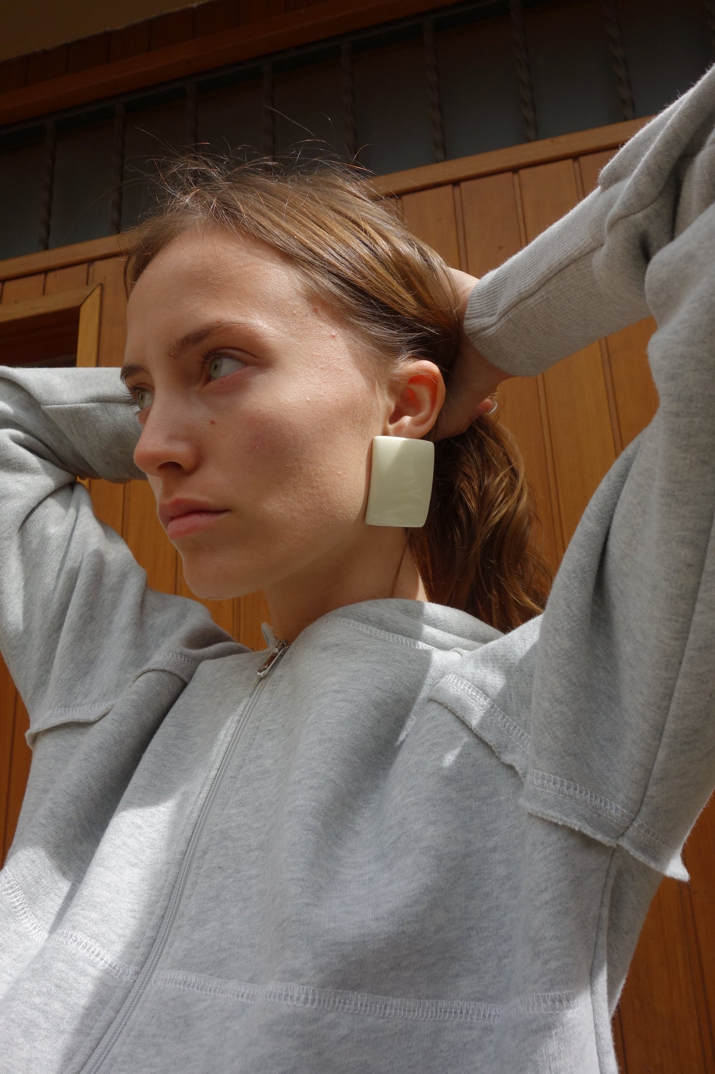 Cubic Earrings Ivory