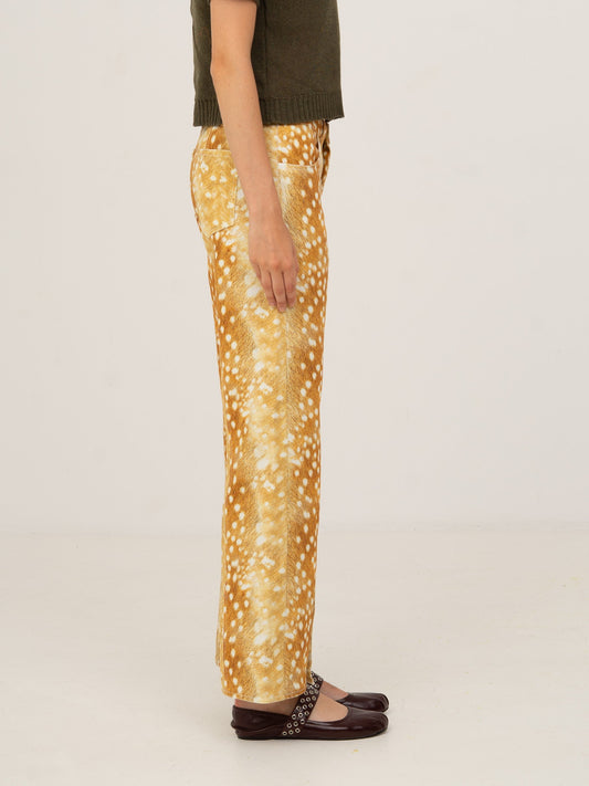 Deer Print Denim Jeans pantalones