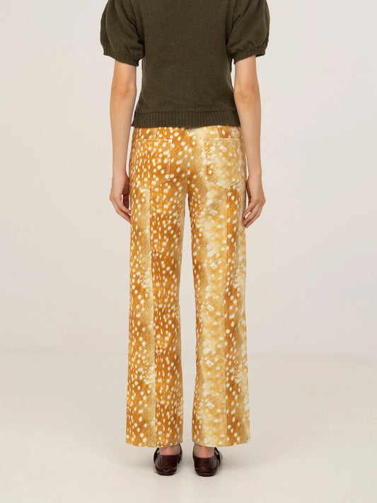 Deer Print Denim Jeans pantalones