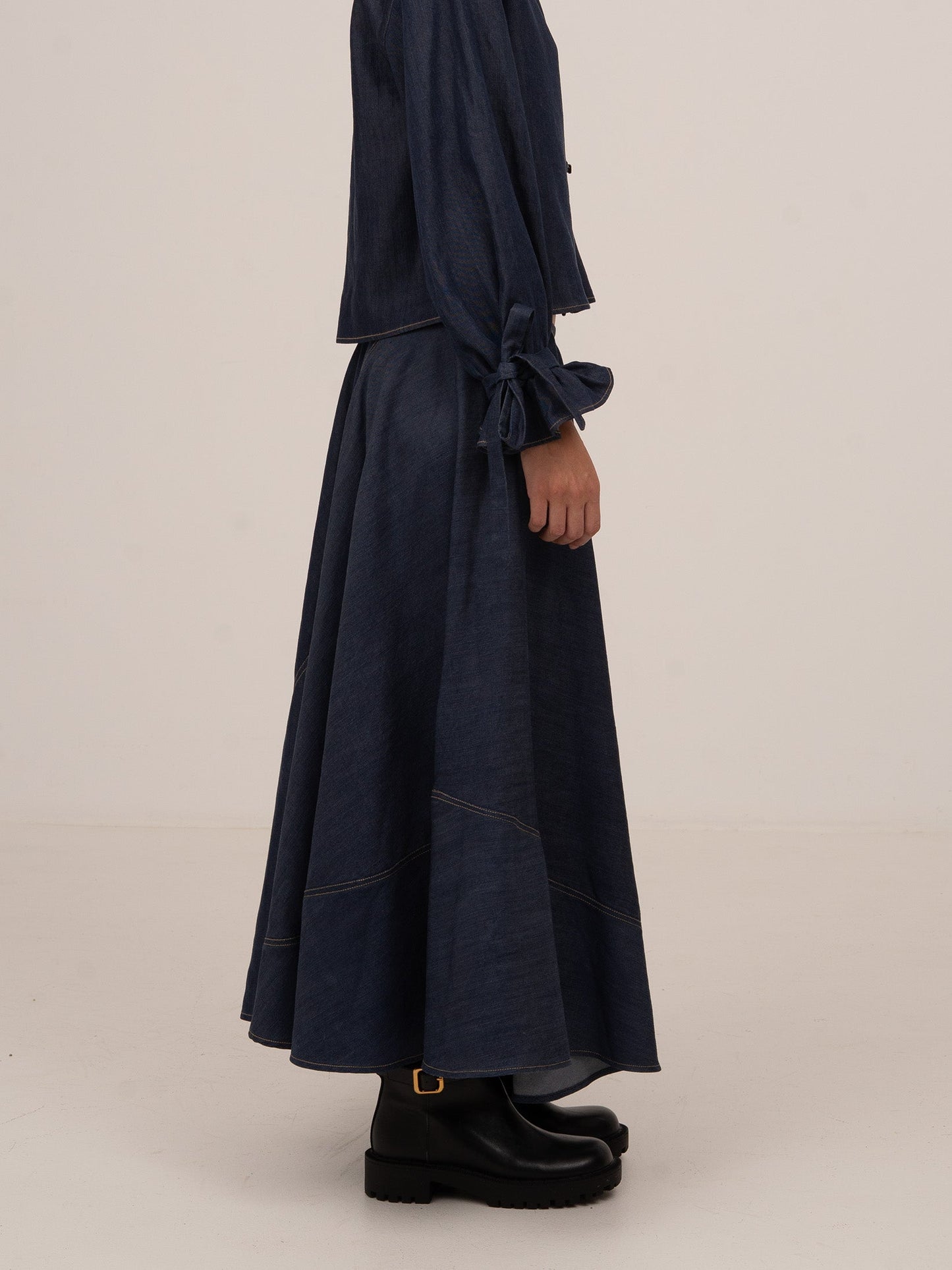 Denim Overpass Blue Midi Skirt