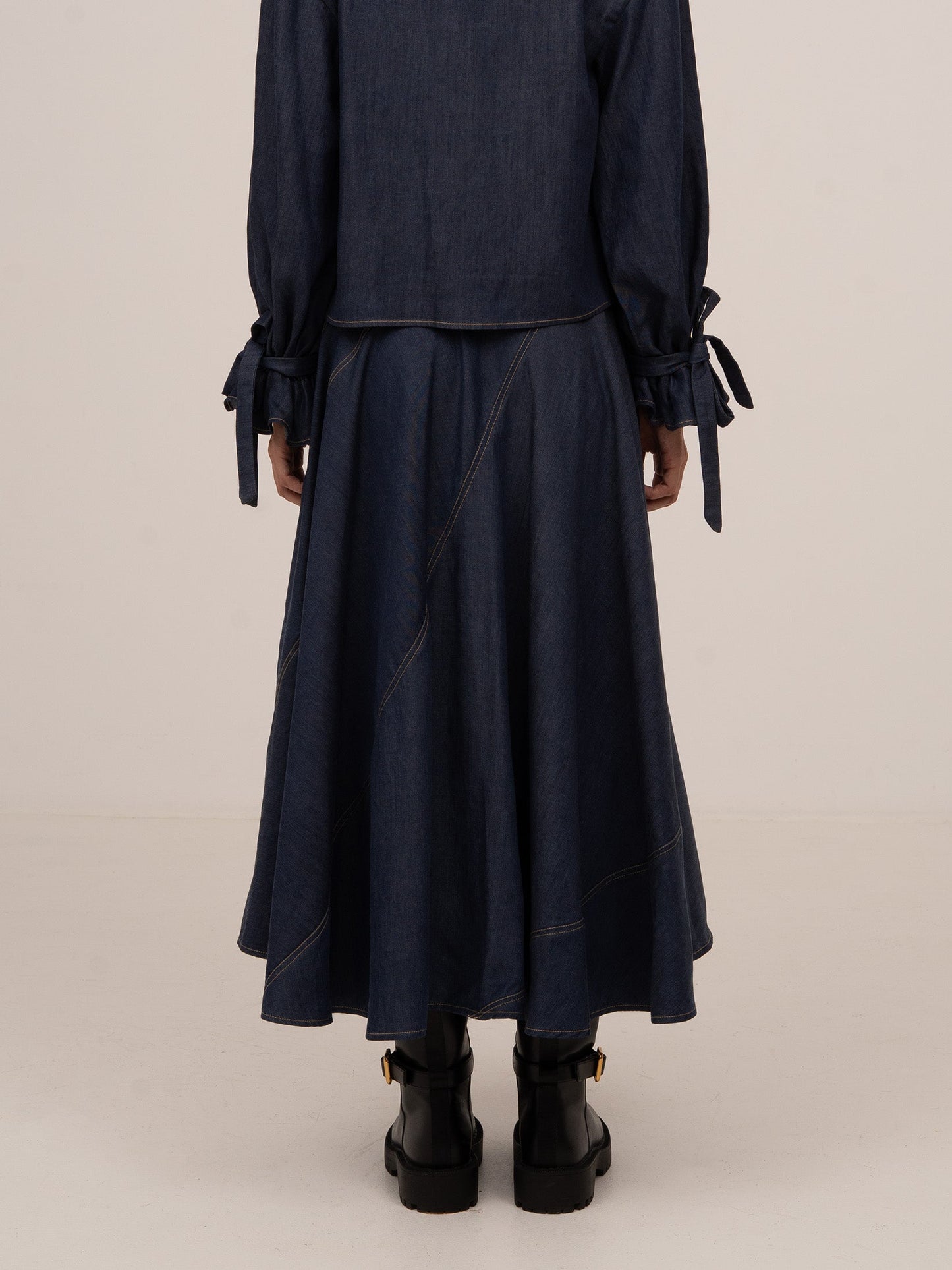 Denim Overpass Blue Midi Skirt