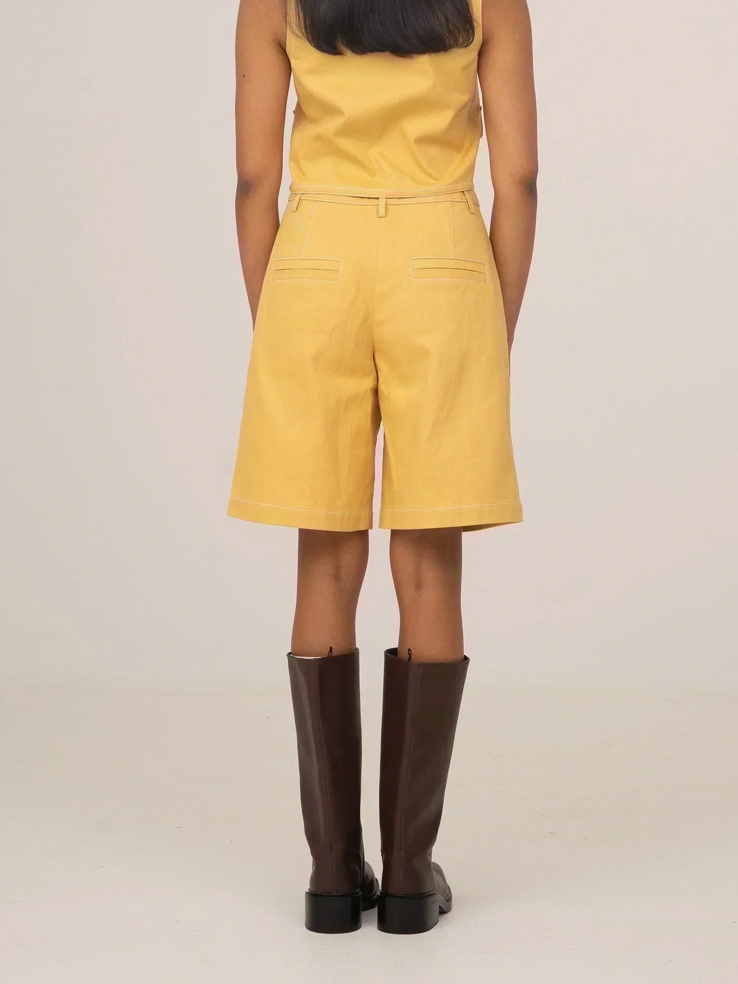 Desk Pale Yellow Denim Bermudas