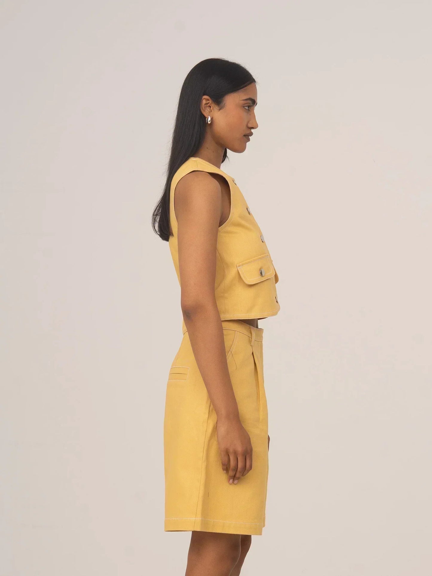Desk Pale Yellow Denim Vest