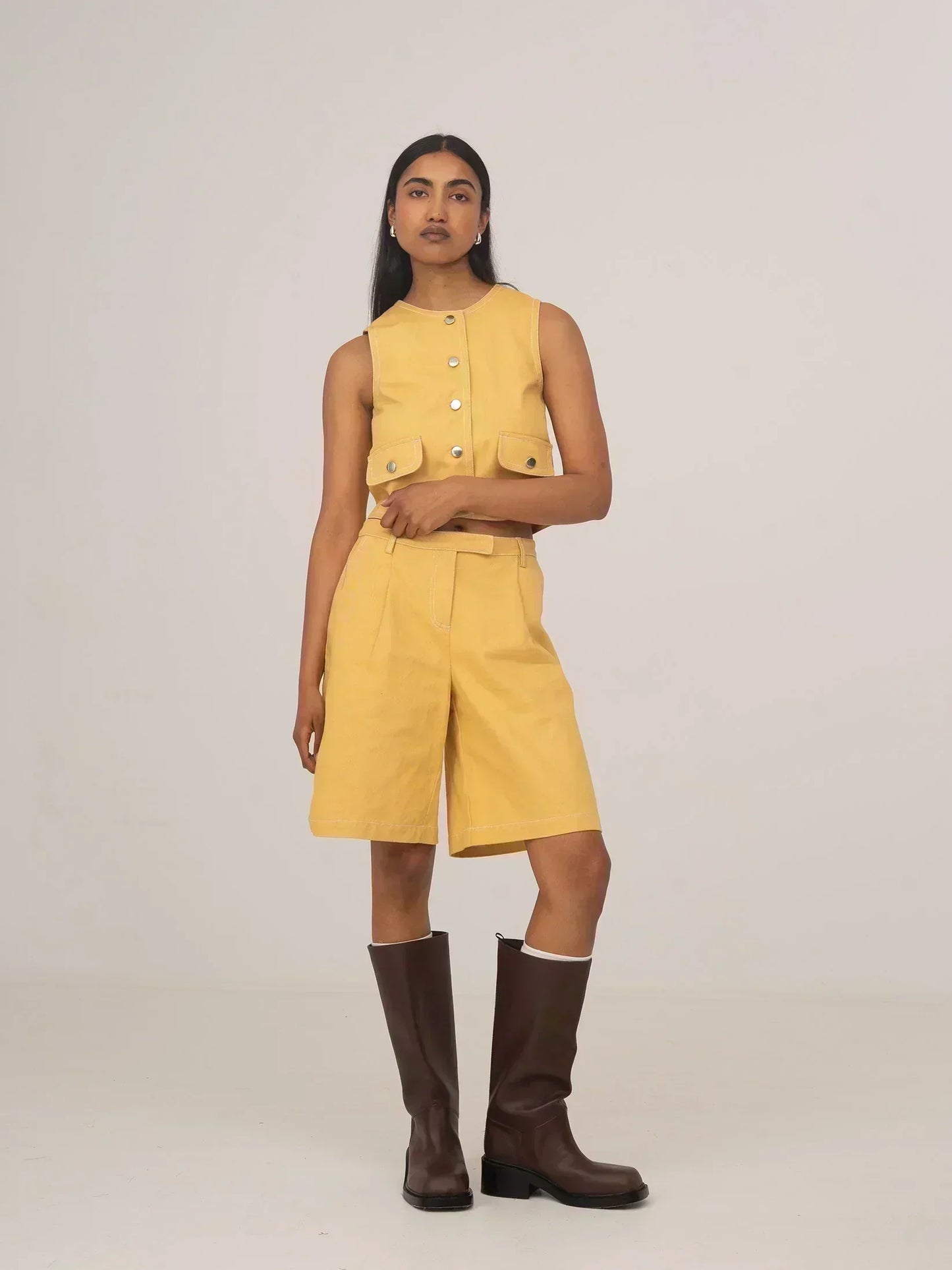 Desk Pale Yellow Denim Vest