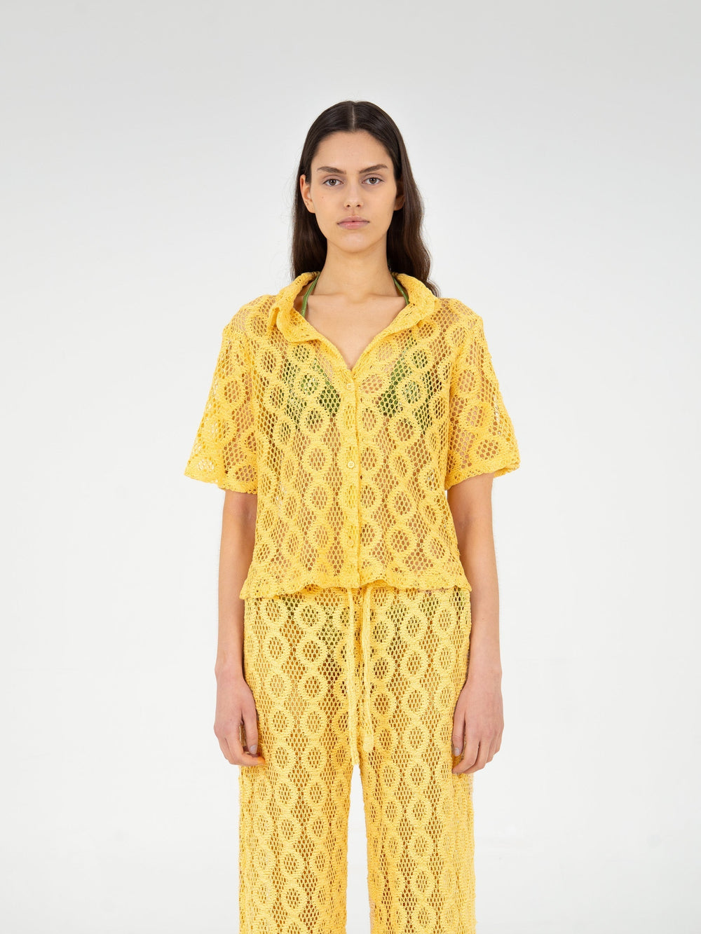 Dexter Yellow Crochet Shirt top