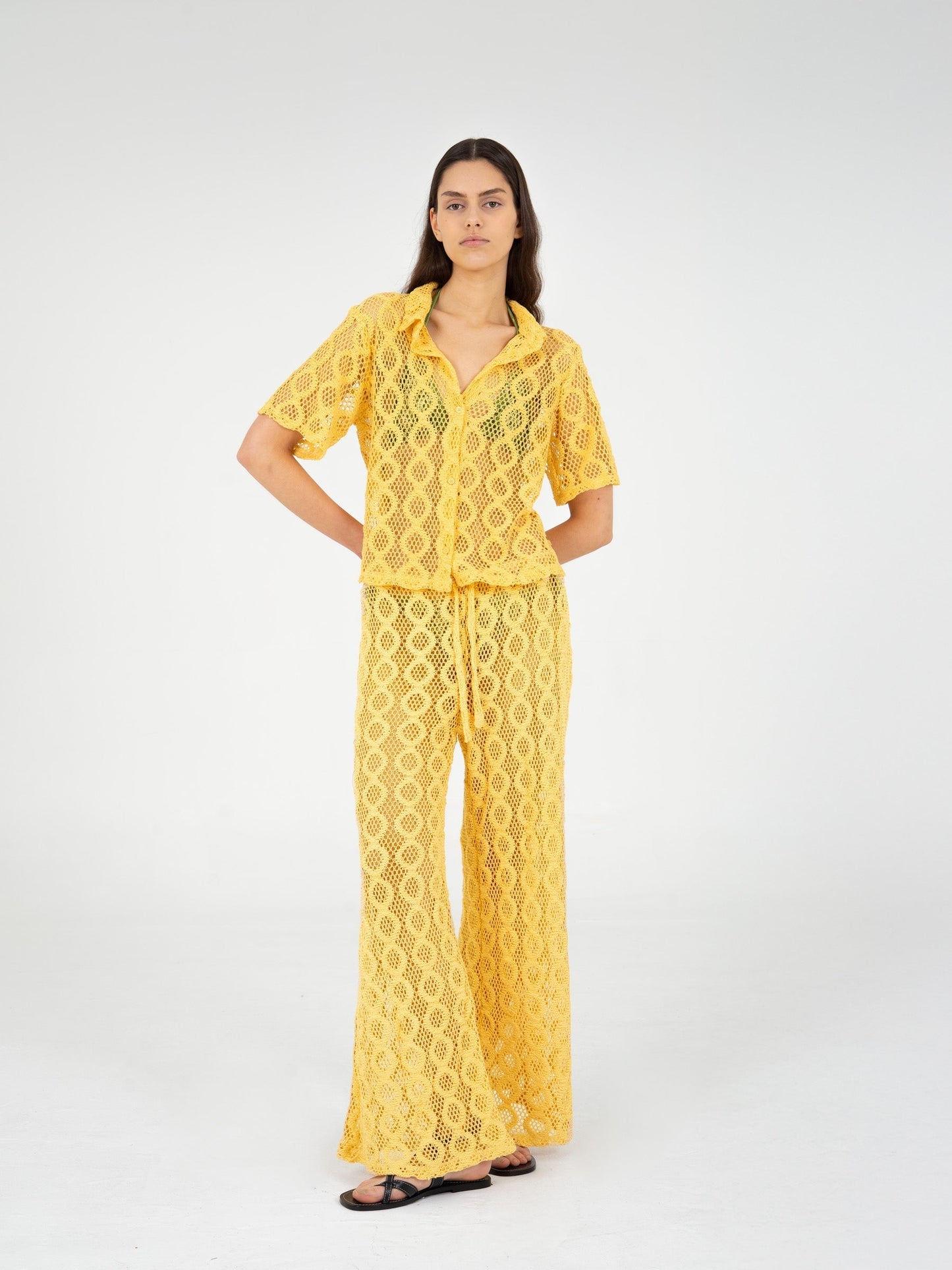 Dexter Yellow Crochet Shirt top