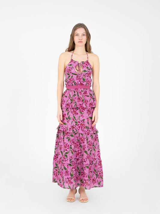 Dualia Lilac Floral Print Skirt falda