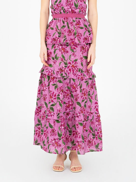 Dualia Lilac Floral Print Skirt falda