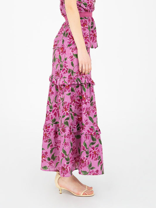 Dualia Lilac Floral Print Skirt falda