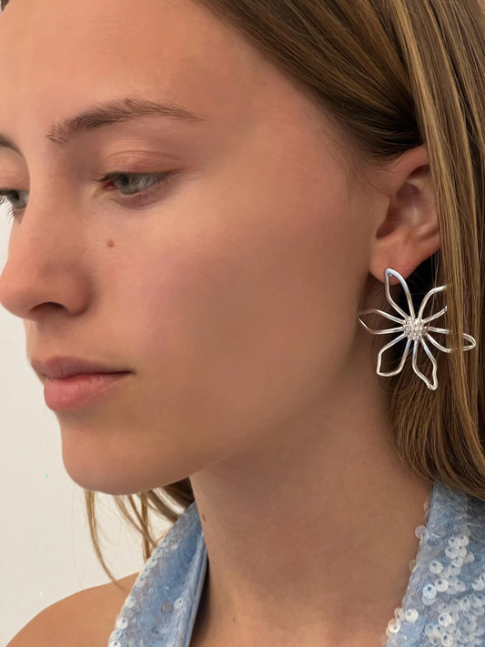 Gumamela Earrings Silver